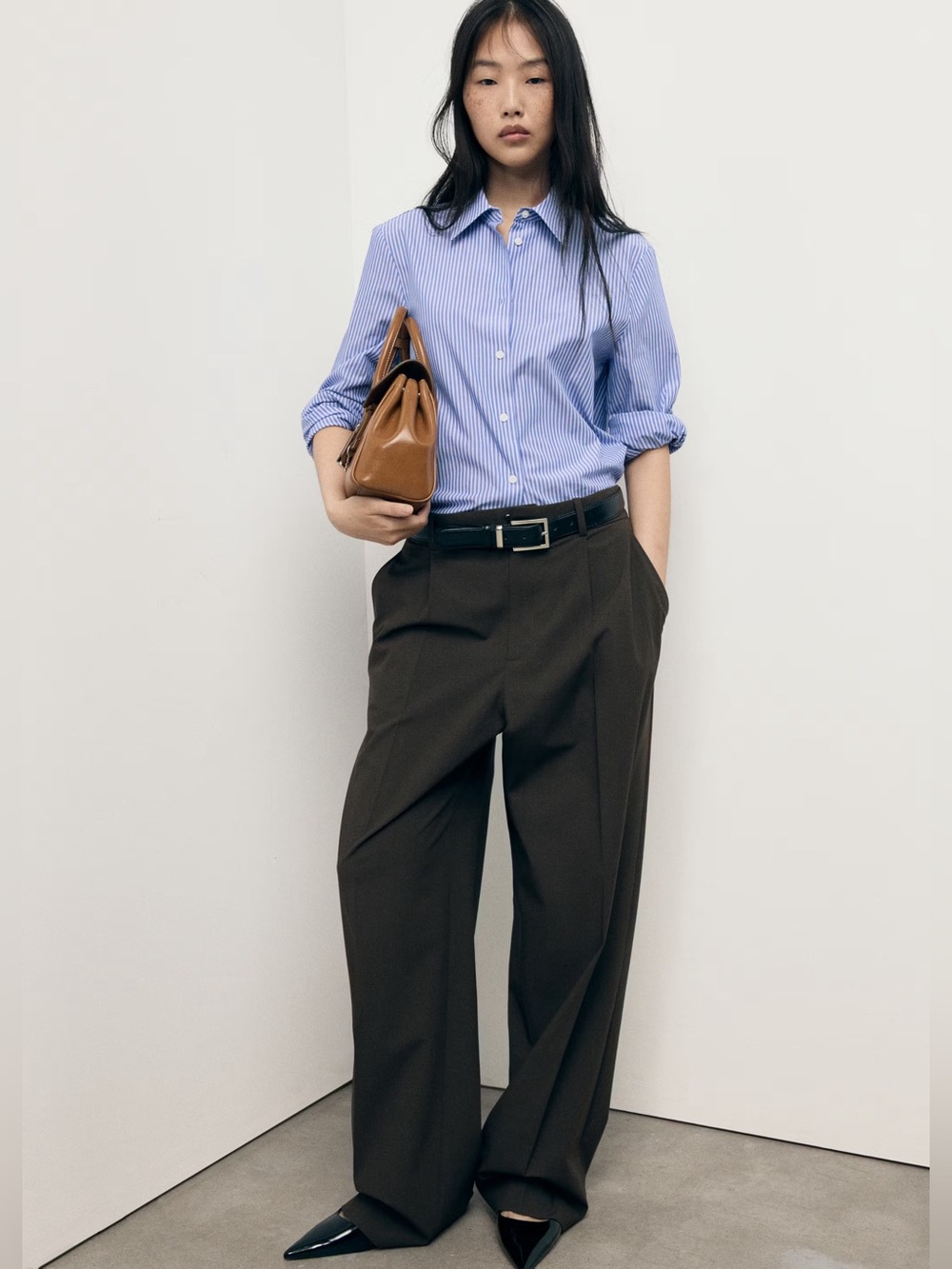 Mango Blue straight shirt NWT